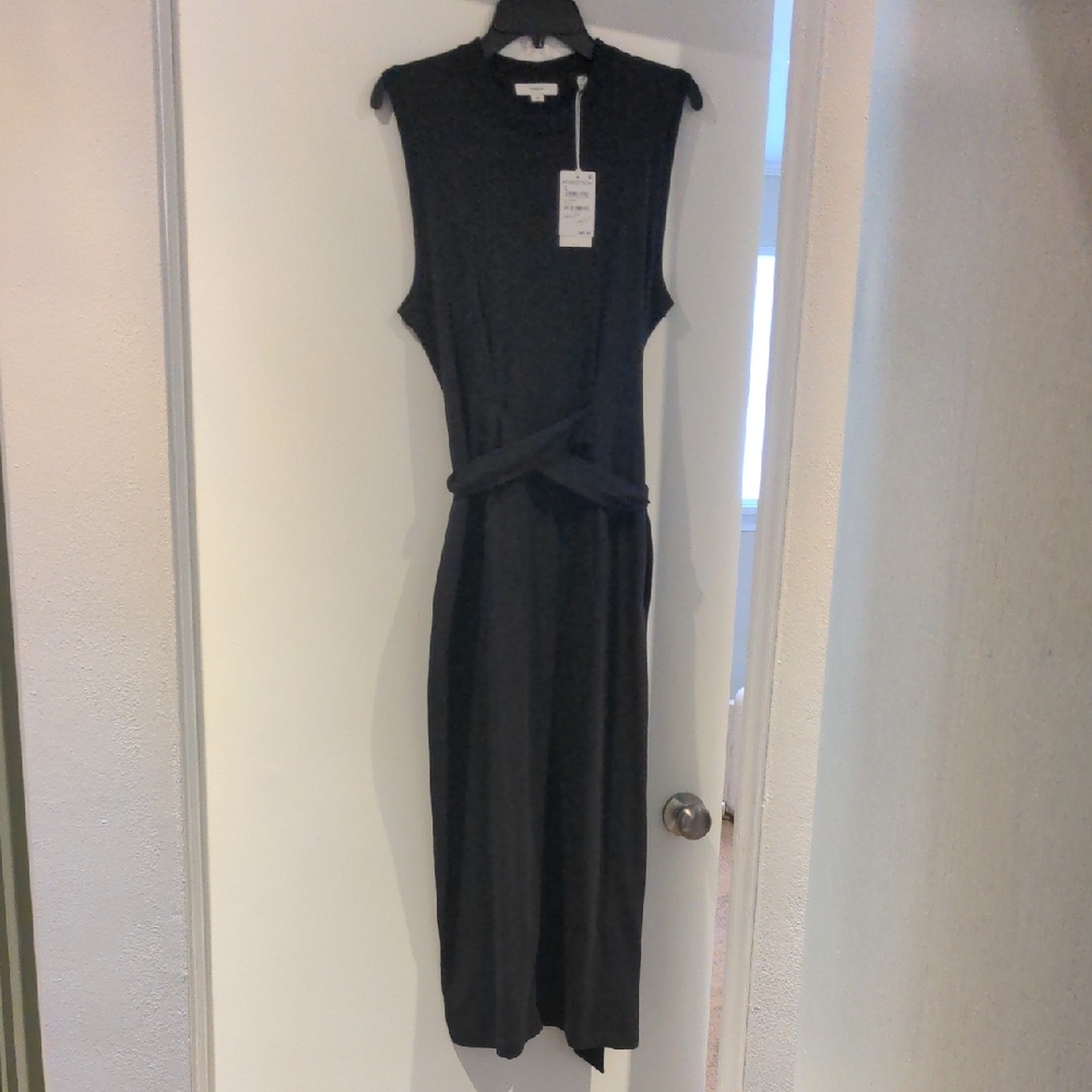 Vince Black Midi Dress with Waist Detail